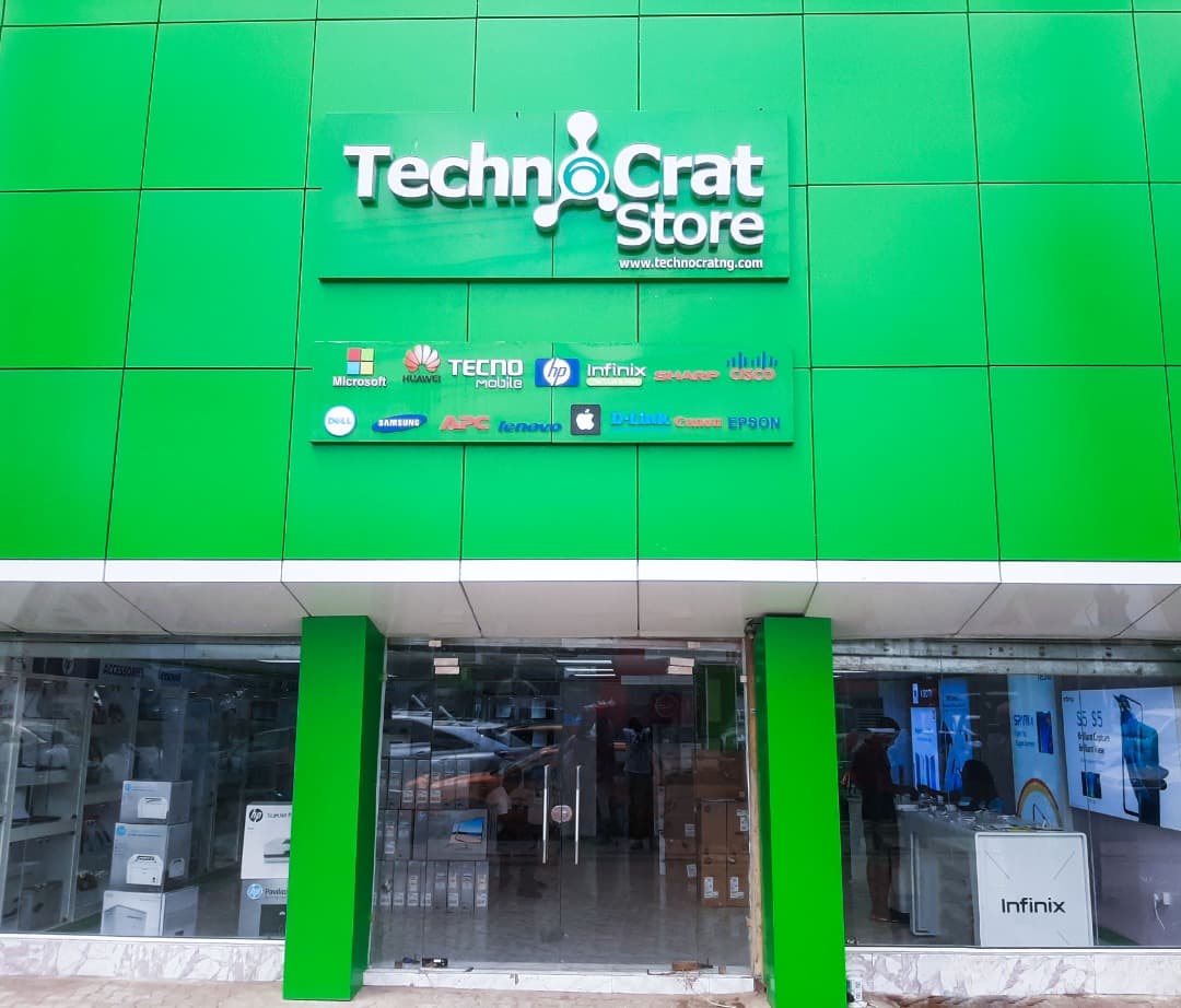 The Technocrat storefront on No 17, Kodesho Street, Ikeja