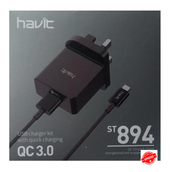 Havit HV-ST894 3.0 Quick Phone USB Charger with Micro Cable