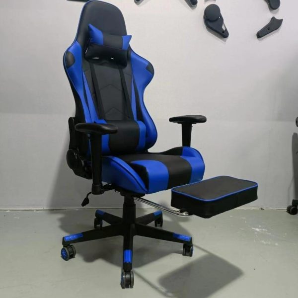 Quality gaming and Studio working chair with footrest available in Black Red Blue E.t.c